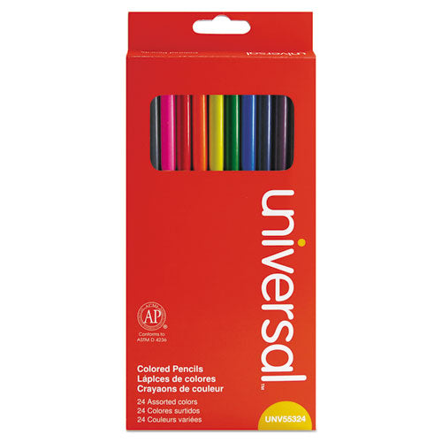 Woodcase Colored Pencils, 3 mm, Assorted Lead/Barrel Colors, 24/Pack-(UNV55324)