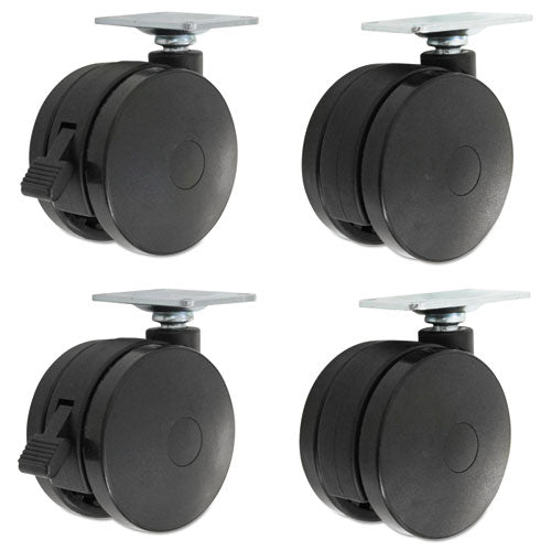 Casters for Height-Adjustable Table Bases, Grip Ring Stem, 2" Wheel, Black, 4/Set-(ALEHT3004)