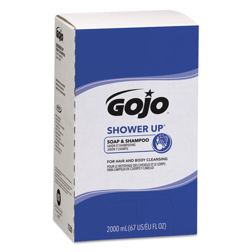 SHOWER UP Soap and Shampoo, Pleasant Scent, 2,000 mL Refill, 4/Carton-(GOJ7230)