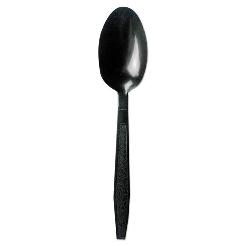 Heavyweight Polypropylene Cutlery, Teaspoon, Black, 1000/Carton-(BWKTEAHWPPBLA)