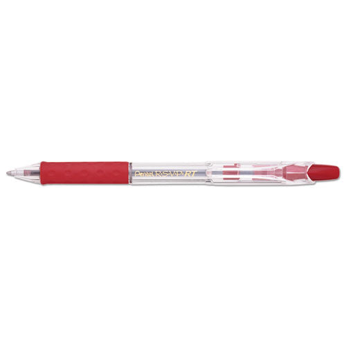 R.S.V.P. RT Ballpoint Pen, Retractable, Medium 1 mm, Red Ink, Clear Barrel, Dozen-(PENBK93B)