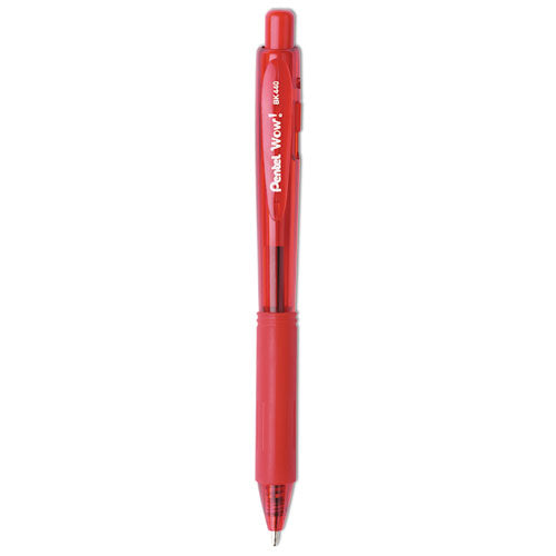 WOW! Ballpoint Pen, Retractable, Medium 1 mm, Red Ink, Red Barrel, Dozen-(PENBK440B)