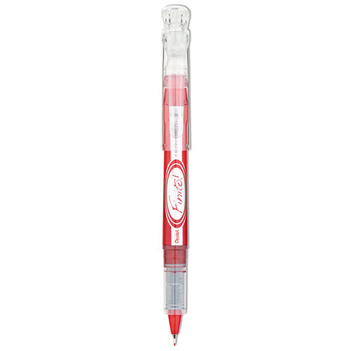 Finito! Porous Point Pen, Stick, Extra-Fine 0.4 mm, Red Ink, Red/Silver Barrel-(PENSD98B)