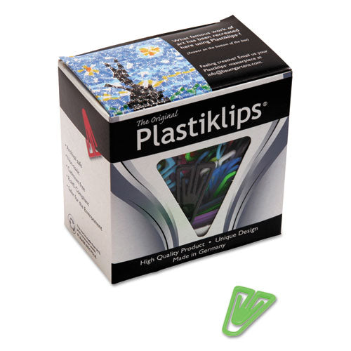 Plastiklips Paper Clips, Large, Smooth, Assorted Colors, 200/Box-(BAULP0600)