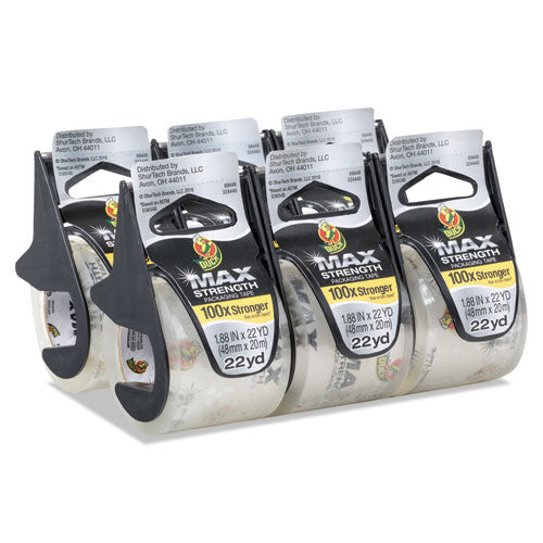MAX Packaging Tape with Dispenser, 1.5" Core, 1.88" x 22 yds, Crystal Clear, 6/Pack-(DUC284983)