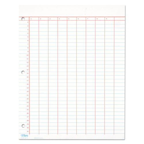 Data Pad with Numbered Column Headings, Data/Lab-Record Format, Wide/Legal Rule, 10 Columns, 8.5 x 11, White, 50 Sheets-(TOP3619)