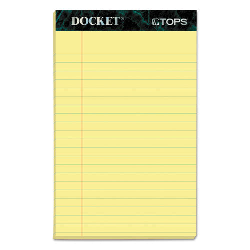 Docket Ruled Perforated Pads, Narrow Rule, 50 Canary-Yellow 5 x 8 Sheets, 12/Pack-(TOP63350)