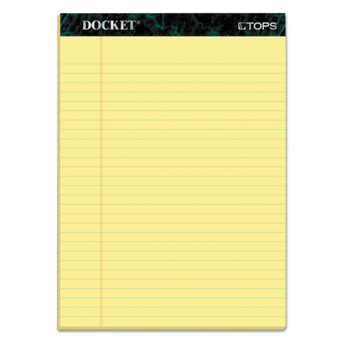 Docket Ruled Perforated Pads, Wide/Legal Rule, 50 Canary-Yellow 8.5 x 11.75 Sheets, 12/Pack-(TOP63400)