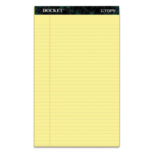 Docket Ruled Perforated Pads, Wide/Legal Rule, 50 Canary-Yellow 8.5 x 14 Sheets, 12/Pack-(TOP63580)