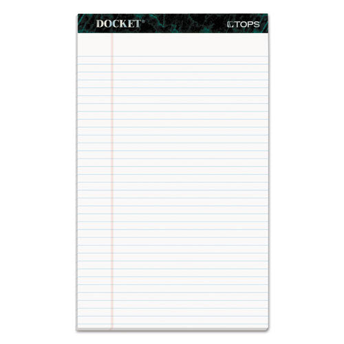 Docket Ruled Perforated Pads, Wide/Legal Rule, 50 White 8.5 x 14 Sheets, 12/Pack-(TOP63590)