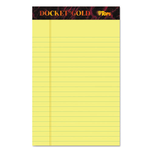 Docket Gold Ruled Perforated Pads, Narrow Rule, 50 Canary-Yellow 5 x 8 Sheets, 12/Pack-(TOP63900)