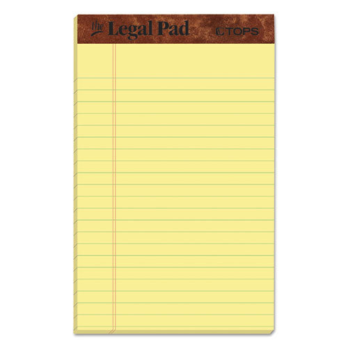 "The Legal Pad" Ruled Perforated Pads, Narrow Rule, 50 Canary-Yellow 5 x 8 Sheets, Dozen-(TOP7501)