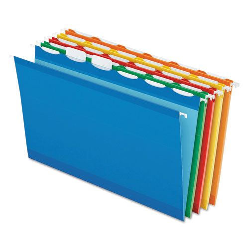 Ready-Tab Colored Reinforced Hanging Folders, Legal Size, 1/6-Cut Tabs, Assorted Colors, 25/Box-(PFX42593)