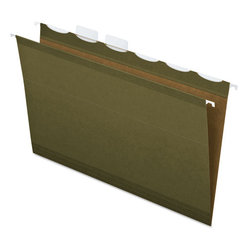 Ready-Tab Extra Capacity Reinforced Colored Hanging Folders, Letter Size, 1/5-Cut Tabs, Standard Green, 20/Box-(PFX42701)