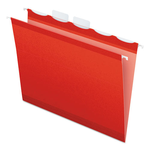 Ready-Tab Colored Reinforced Hanging Folders, Letter Size, 1/5-Cut Tabs, Red, 25/Box-(PFX42623)