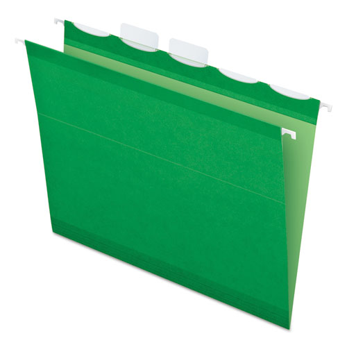 Ready-Tab Colored Reinforced Hanging Folders, Letter Size, 1/5-Cut Tabs, Bright Green, 25/Box-(PFX42626)