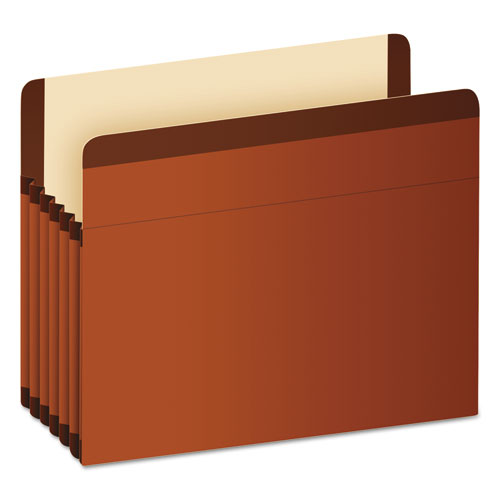 Premium Reinforced Expanding File Pockets, 5.25" Expansion, Legal Size, Red Fiber, 5/Box-(PFX85565)