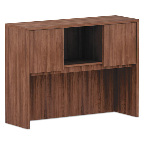 Alera Valencia Series Hutch with Doors, 3 Compartments, 47.13w x 15d x 35.38h, Modern Walnut-(ALEVA284815WA)