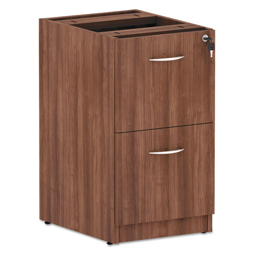 Alera Valencia Series Full Pedestal File, Left/Right, 2 Legal/Letter-Size File Drawers, Modern Walnut, 15.63" x 20.5" x 28.5"-(ALEVA542822WA)