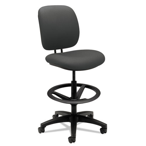 ComforTask Task Stool, Adjustable Footring, Supports Up to 300 lb, 22" to 32" Seat Height, Iron Ore Seat/Back, Black Base-(HON5905CU19T)