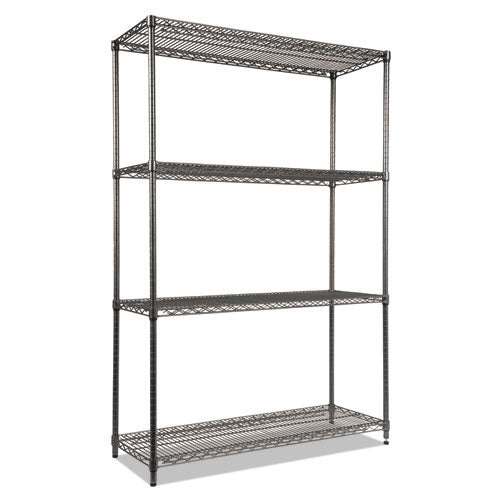 Wire Shelving Starter Kit, Four-Shelf, 48w x 18d x 72h, Black Anthracite-(ALESW504818BA)