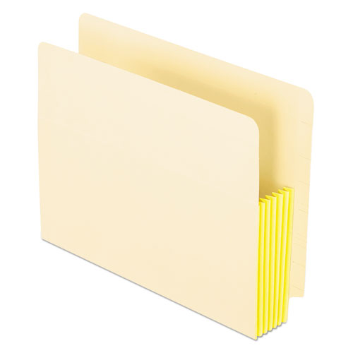 Manila Drop Front Shelf File Pockets with Rip-Proof-Tape Gusset Top, 5.25" Expansion, Letter Size, Manila, 10/Box-(PFX12823)