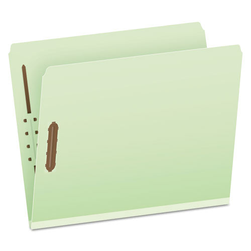 Heavy-Duty Pressboard Folders with Embossed Fasteners, Straight Tabs, 2" Expansion, 2 Fasteners, Letter Size, Green, 25/Box-(PFX17180)