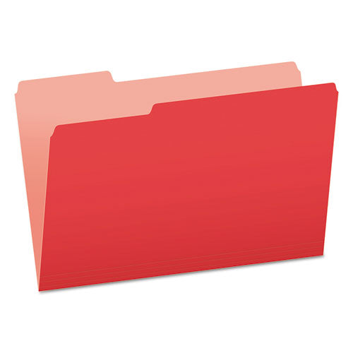 Colored File Folders, 1/3-Cut Tabs: Assorted, Legal Size, Red/Light Red, 100/Box-(PFX15313RED)