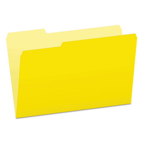 Colored File Folders, 1/3-Cut Tabs: Assorted, Legal Size, Yellow/Light Yellow, 100/Box-(PFX15313YEL)