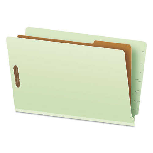 End Tab Classification Folders, 2" Expansion, 1 Divider, 4 Fasteners, Legal Size, Pale Green Exterior, 10/Box-(PFX23314)