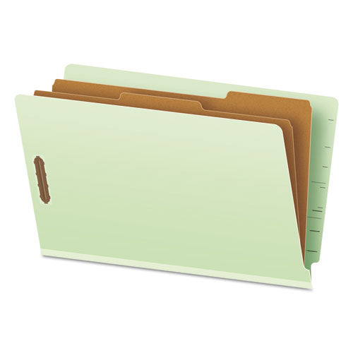 End Tab Classification Folders, 2" Expansion, 2 Dividers, 6 Fasteners, Legal Size, Pale Green Exterior, 10/Box-(PFX23324)