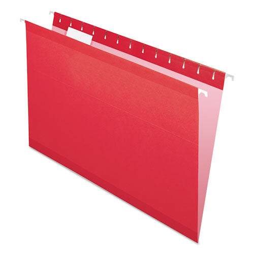 Colored Reinforced Hanging Folders, Legal Size, 1/5-Cut Tabs, Red, 25/Box-(PFX415315RED)