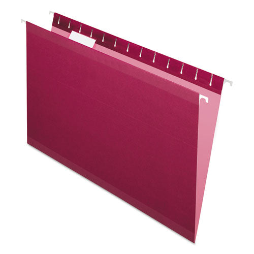 Colored Reinforced Hanging Folders, Legal Size, 1/5-Cut Tabs, Burgundy, 25/Box-(PFX415315BUR)