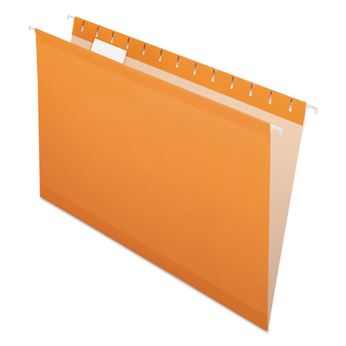 Colored Reinforced Hanging Folders, Legal Size, 1/5-Cut Tabs, Orange, 25/Box-(PFX415315ORA)