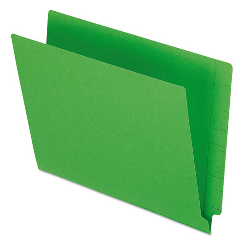 Colored End Tab Folders with Reinforced Double-Ply Straight Cut Tabs, Letter Size, 0.75" Expansion, Green, 100/Box-(PFXH110DGR)