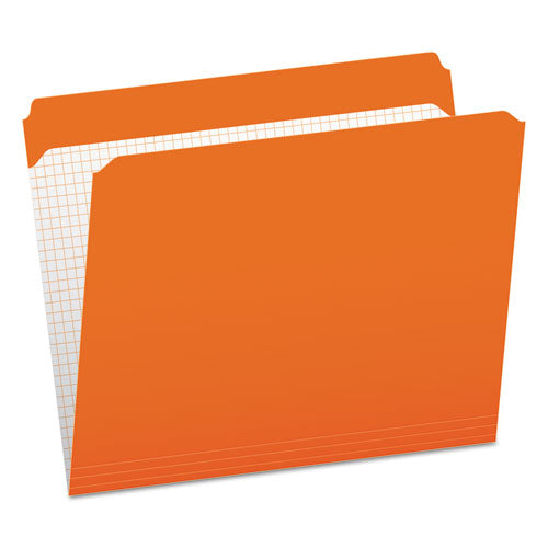 Double-Ply Reinforced Top Tab Colored File Folders, Straight Tabs, Letter Size, 0.75" Expansion, Orange, 100/Box-(PFXR152ORA)