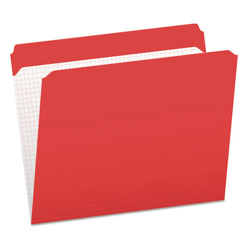 Double-Ply Reinforced Top Tab Colored File Folders, Straight Tabs, Letter Size, 0.75" Expansion, Red, 100/Box-(PFXR152RED)