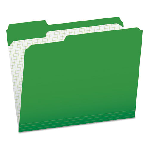 Double-Ply Reinforced Top Tab Colored File Folders, 1/3-Cut Tabs: Assorted, Letter, 0.75" Expansion, Bright Green, 100/Box-(PFXR15213BGR)