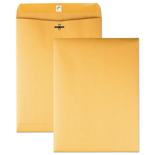 Clasp Envelope, 32 lb Bond Weight Kraft, #10 1/2, Square Flap, Clasp/Gummed Closure, 9 x 12, Brown Kraft, 100/Box-(QUA37790)