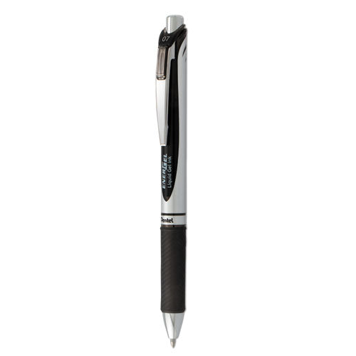 EnerGel RTX Gel Pen, Retractable, Medium 0.7 mm, Black Ink, Black/Gray Barrel-(PENBL77A)