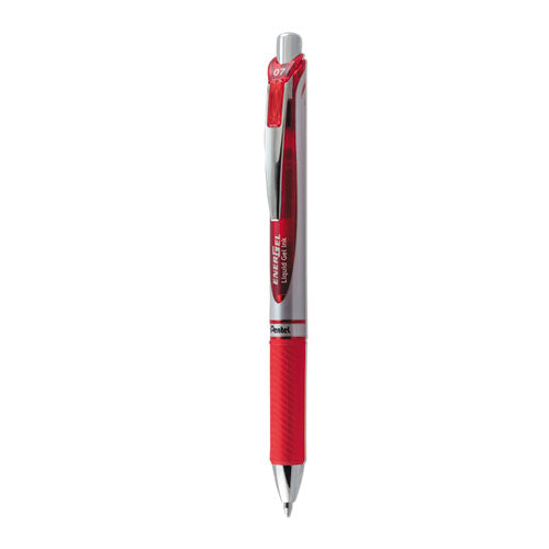 EnerGel RTX Gel Pen, Retractable, Medium 0.7 mm, Red Ink, Red/Gray Barrel-(PENBL77B)