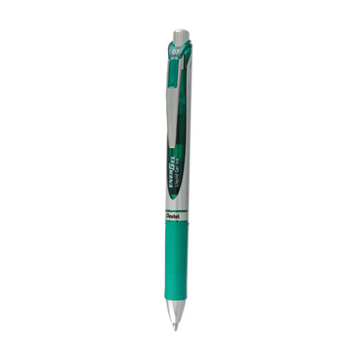 EnerGel RTX Gel Pen, Retractable, Medium 0.7 mm, Green Ink, Green/Gray Barrel-(PENBL77D)