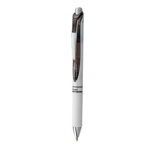 EnerGel RTX Gel Pen, Retractable, Medium 0.7 mm, Black Ink, White/Black Barrel-(PENBL77PWA)