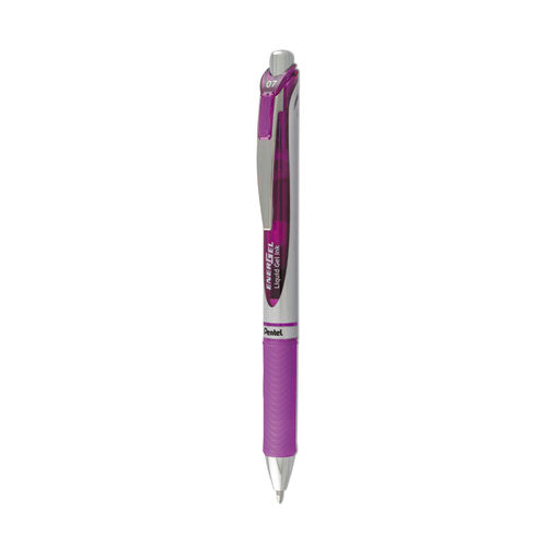 EnerGel RTX Gel Pen, Retractable, Medium 0.7 mm, Violet Ink, Violet/Gray Barrel-(PENBL77V)