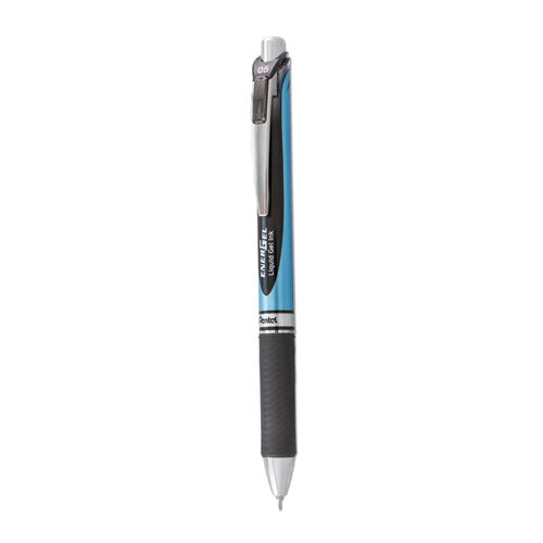 EnerGel RTX Gel Pen, Retractable, Fine 0.5 mm Needle Tip, Black Ink, Silver/Black Barrel-(PENBLN75A)