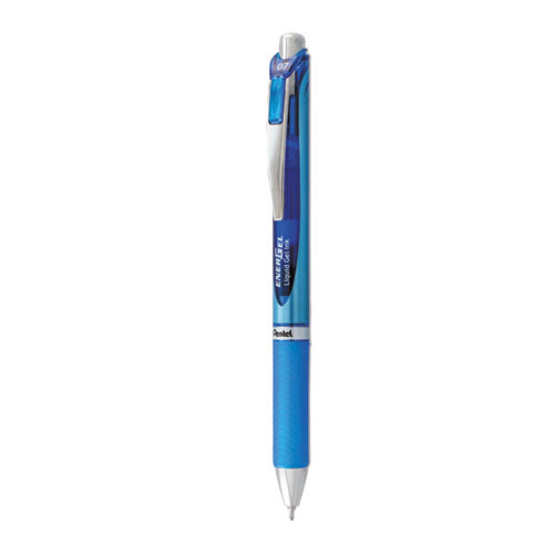 EnerGel RTX Gel Pen, Retractable, Medium 0.7 mm Needle Tip, Blue Ink, Blue/Gray Barrel-(PENBLN77C)