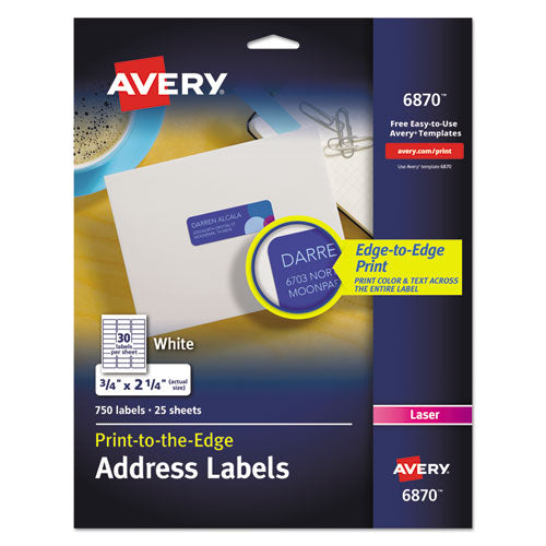 Vibrant Laser Color-Print Labels w/ Sure Feed, 0.75 x 2.25, White, 750/PK-(AVE6870)