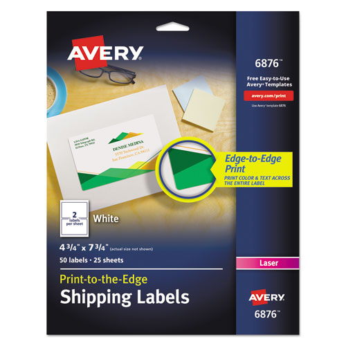 Vibrant Laser Color-Print Labels w/ Sure Feed, 4.75 x 7.75, White, 50/Pack-(AVE6876)