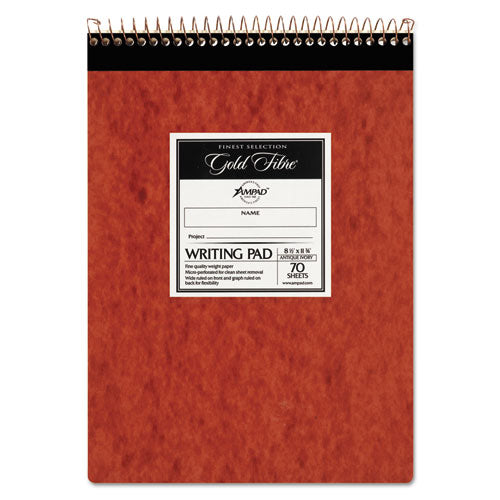 Gold Fibre Retro Wirebound Writing Pads, Wide/Legal Rule, Red Cover, 70 Antique Ivory 8.5 x 11.75 Sheets-(TOP20008R)