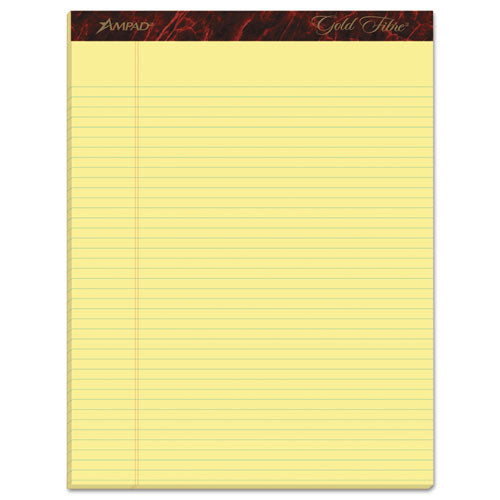 Gold Fibre Quality Writing Pads, Narrow Rule, 50 Canary-Yellow 8.5 x 11.75 Sheets, Dozen-(TOP20022)